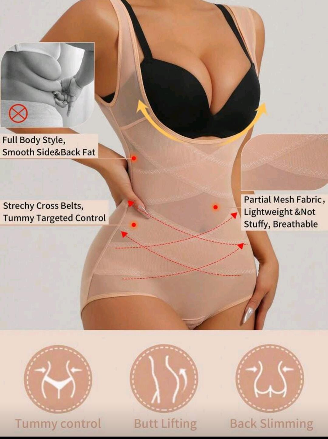 Body Moldeador: levanta pechos, cola y esonde los gorditos para definir la cintura