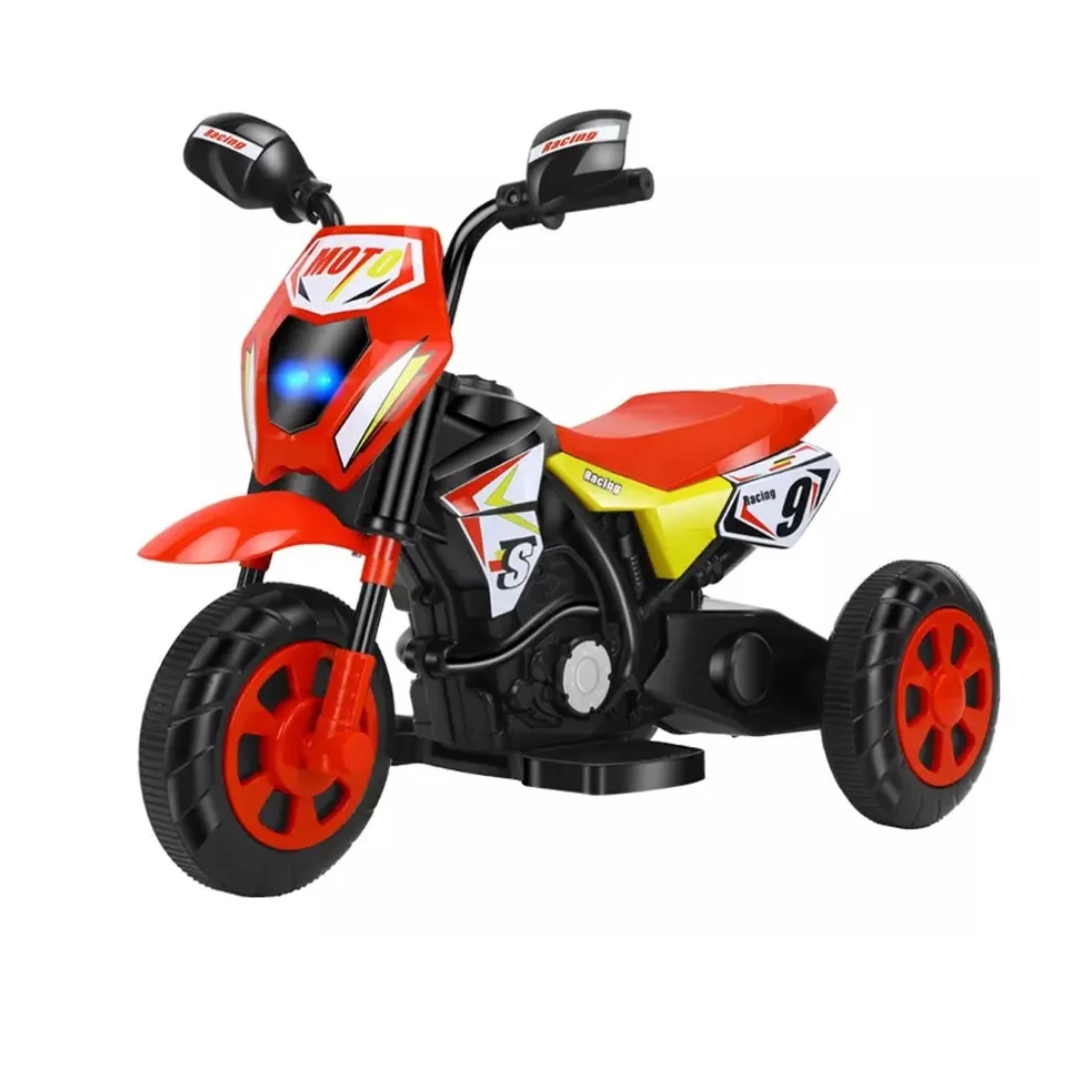 Moto eléctrica de 3 ruedas estilo motocross para niños de 1 a 3 años - Con sonidos, luces y batería recargable