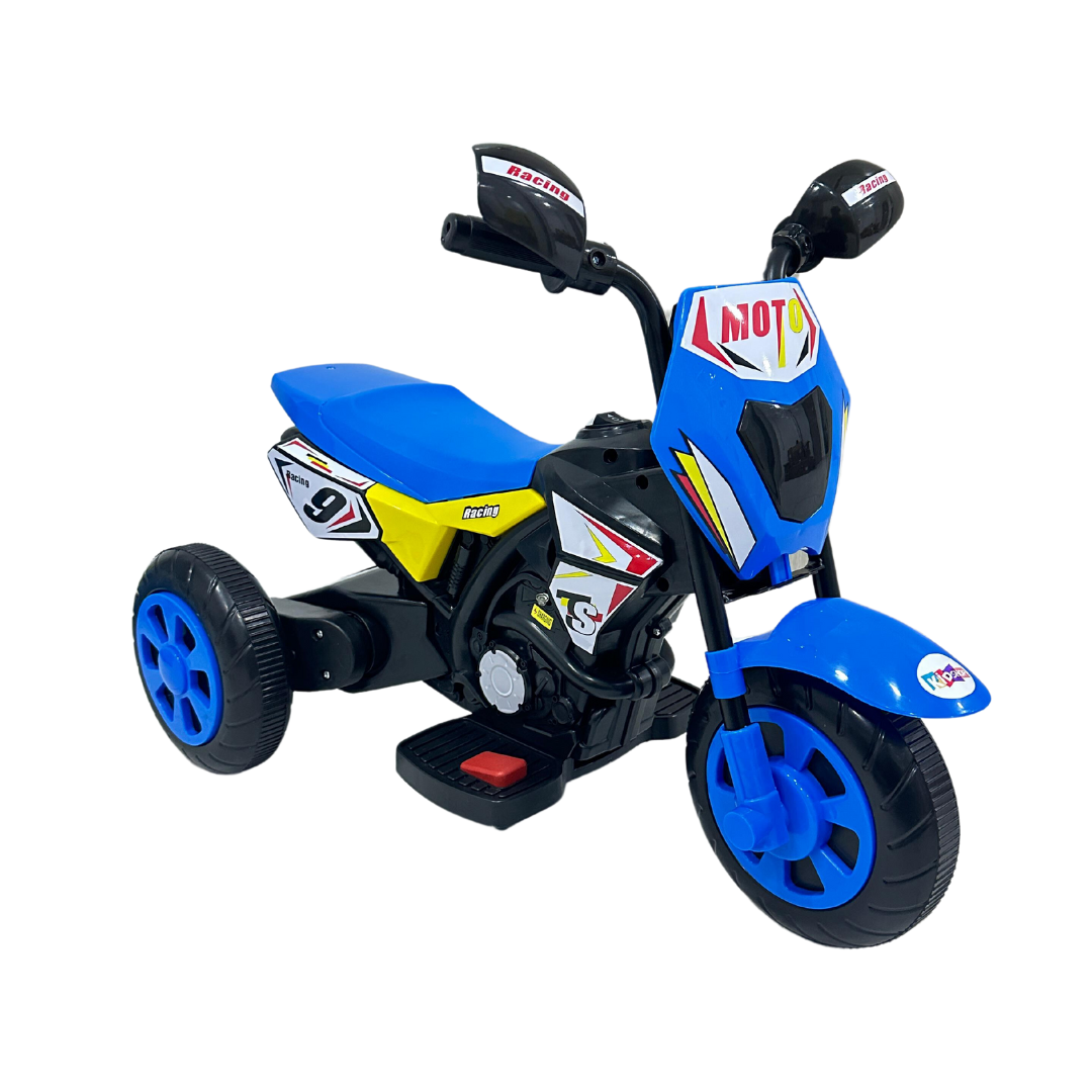 Moto eléctrica de 3 ruedas estilo motocross para niños de 1 a 3 años - Con sonidos, luces y batería recargable
