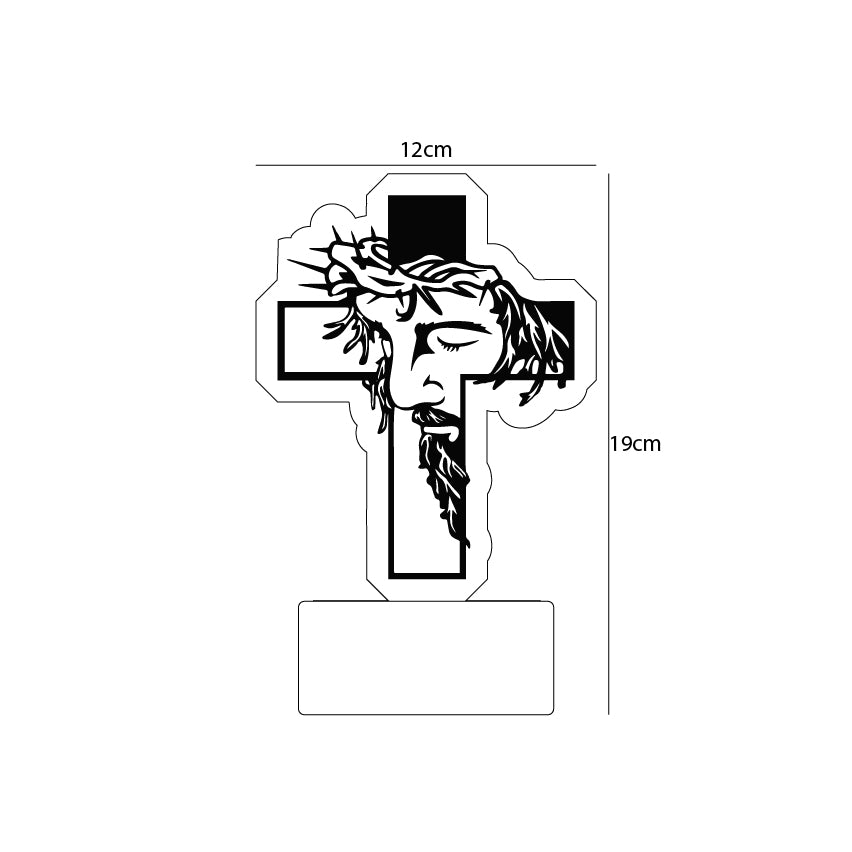 Lámpara LED con imagen de Jesús en la cruz - Mide 19cms de alto