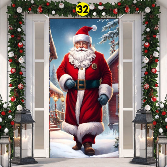 Fundas Navideñas para Puertas - Sirve para puerta hasta de 2.10m de alto, material elástico🎄HOY 30% DCTO