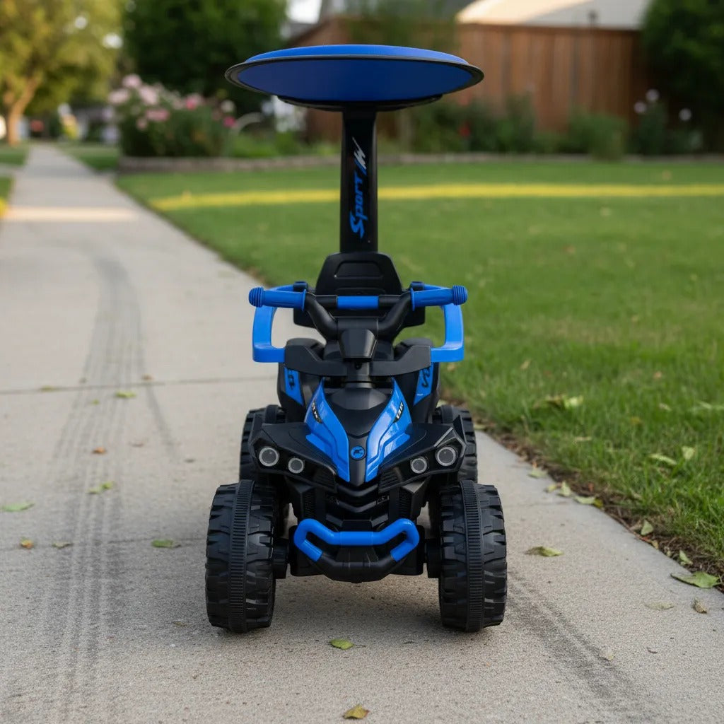 Cuatrimoto eléctrica con techo para niños de 1 a 3 años - El techo es desmontable y su batería recargable.
