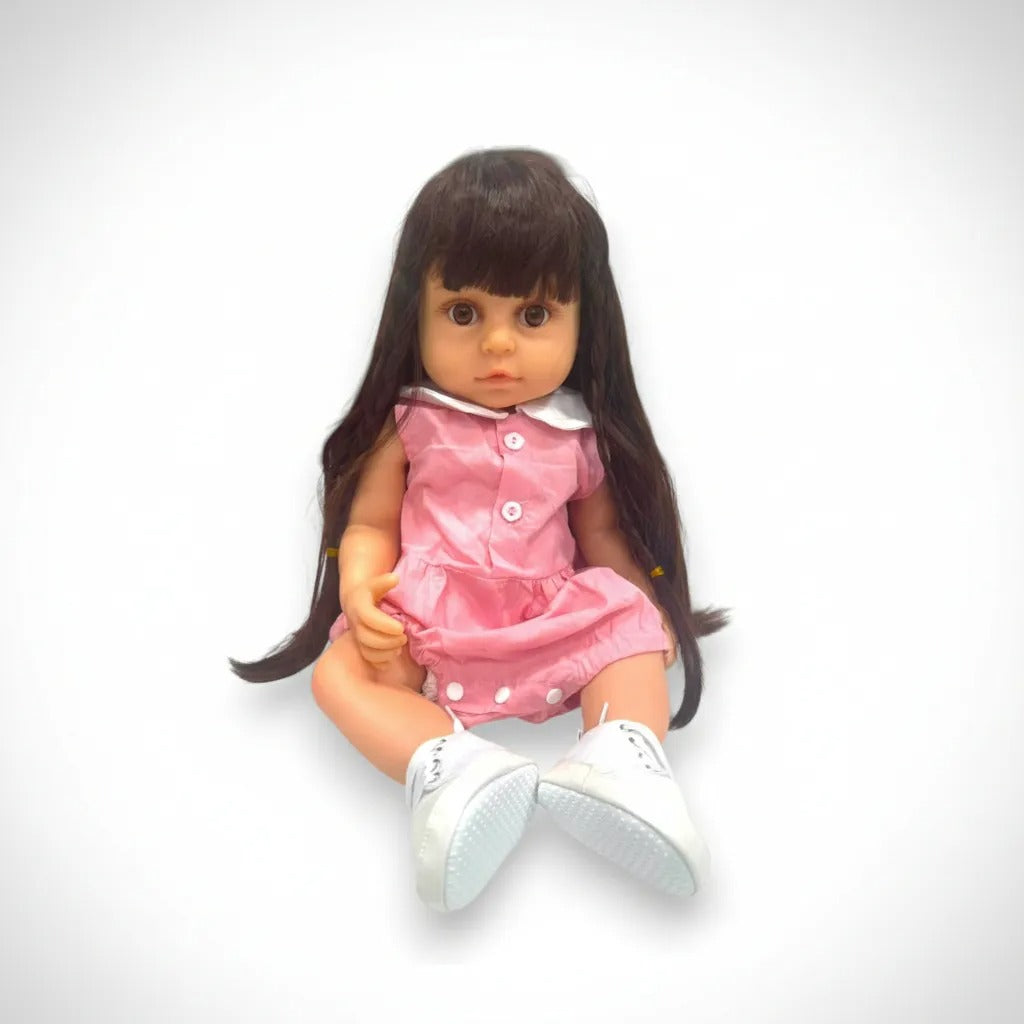 Muñeca Reborn de cabello largo implantado a mano - Tiene sonidos, mide 55cms y pesa 1200g