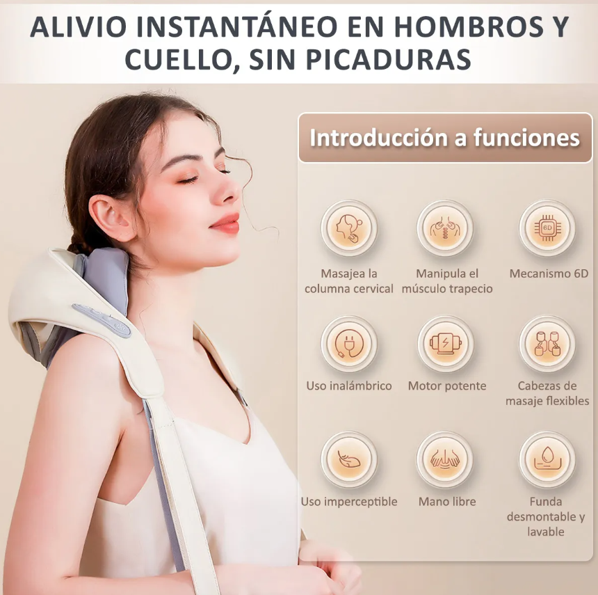 Masajeador eléctrico de acupuntura: destensiona y relaja cuello, espalda y hombros