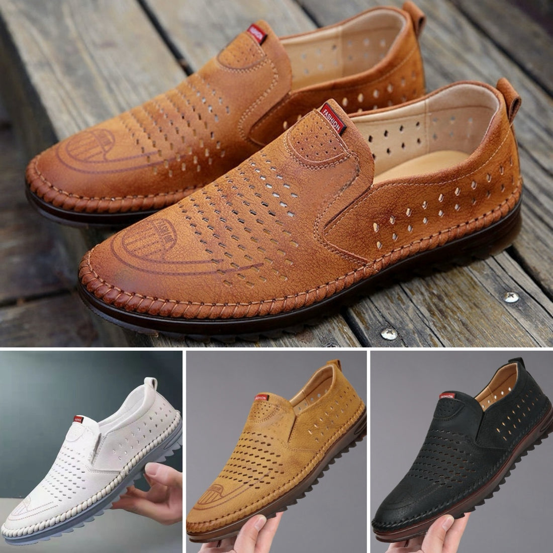 Mocasines en cuero genuino para hombre - Son cosidos y con suela antideslizante🎁HOY 50% DCTO