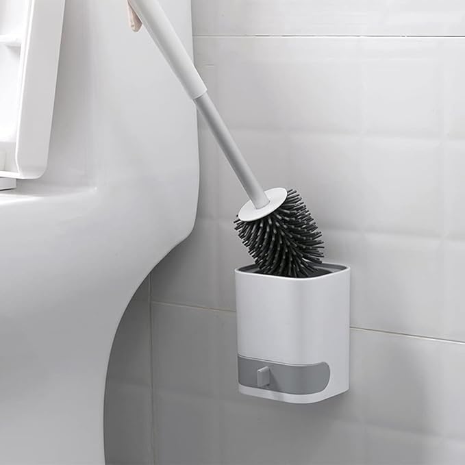 Cepillo para el inodoro con soporte adhesivo para pared  - No acumula bacterias y evita malos olores