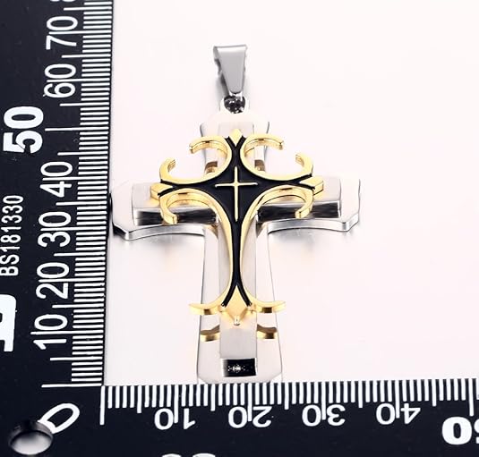 Pague 1 Y LLEVE 2: Cadena de plata con crucifijo en detalles de oro laminado de 18K