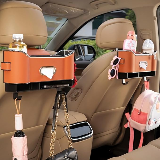 Organizador multifuncional para asientos traseros de carros - Evita regueros y desorden