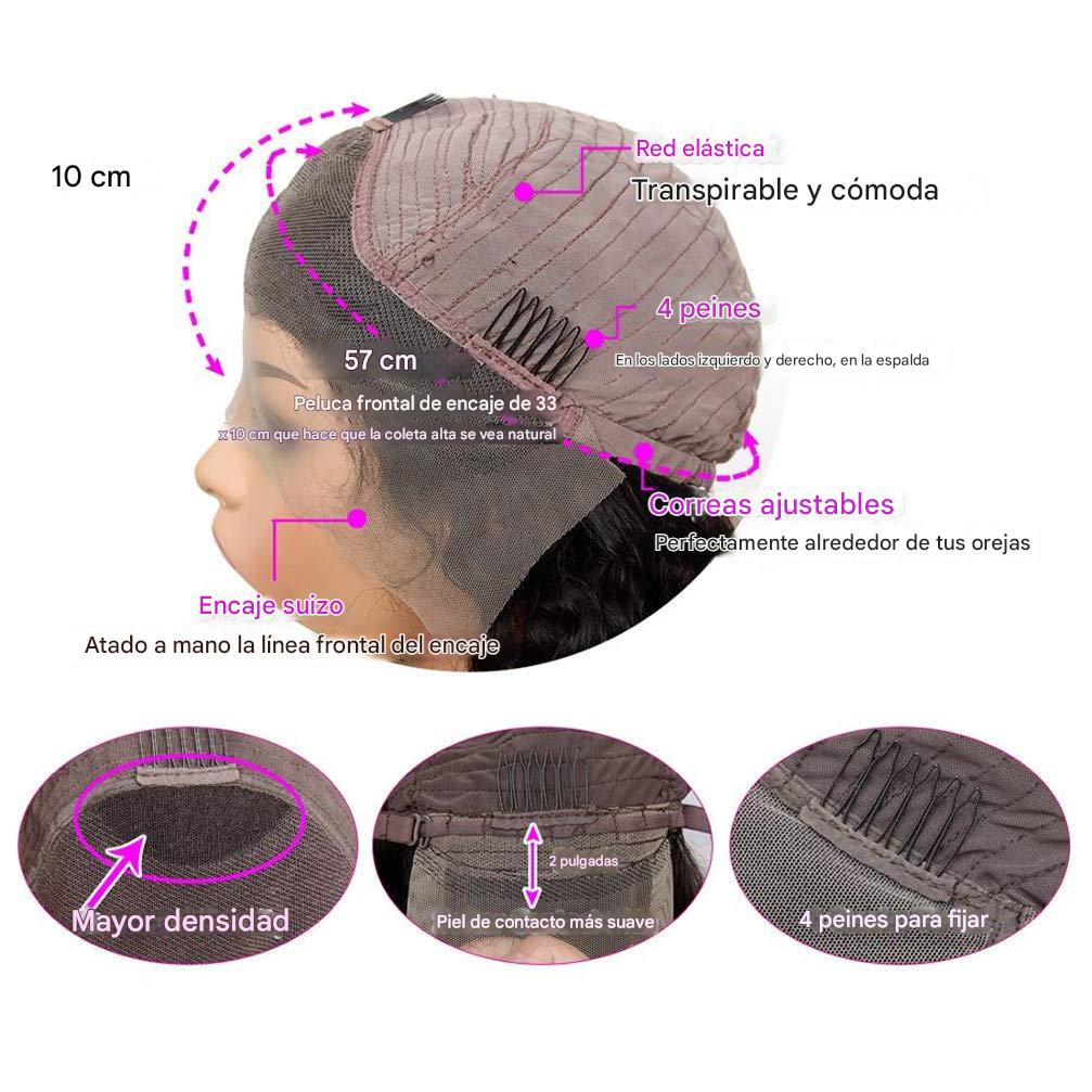 Peluca rizada de 65cms color negro y estilo brasileño con base de encaje - Luce un cabello abundante y natural✨HOY 30%DCTO