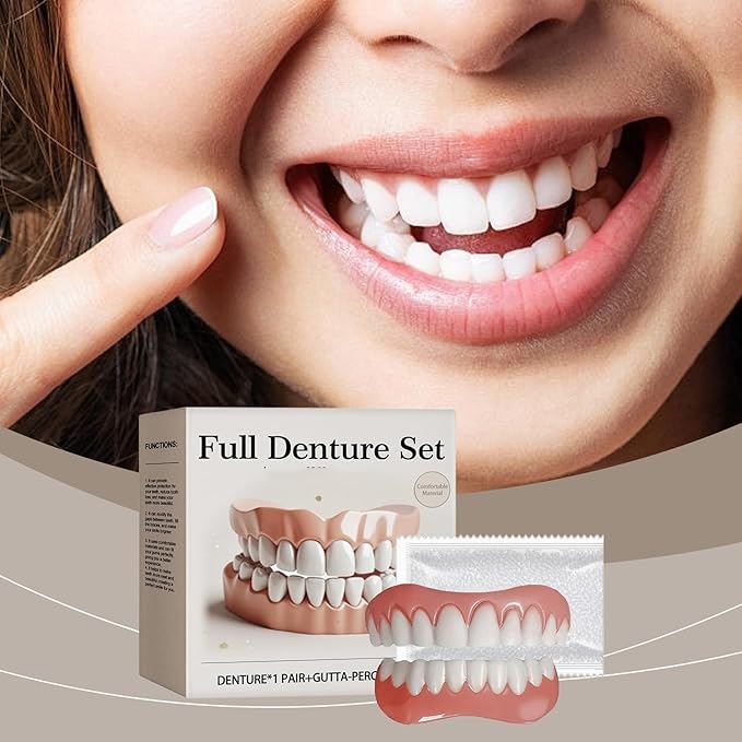 Prótesis dental realista en silicona quirúrgica (INCLUYE parte superior e inferior) - La puedes adaptar a tu dentadura