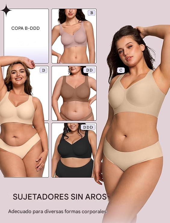 Pague Y LLEVE 2 Brasier con realce de cobertura completa para busto grande - Sin costuras y sin varillas