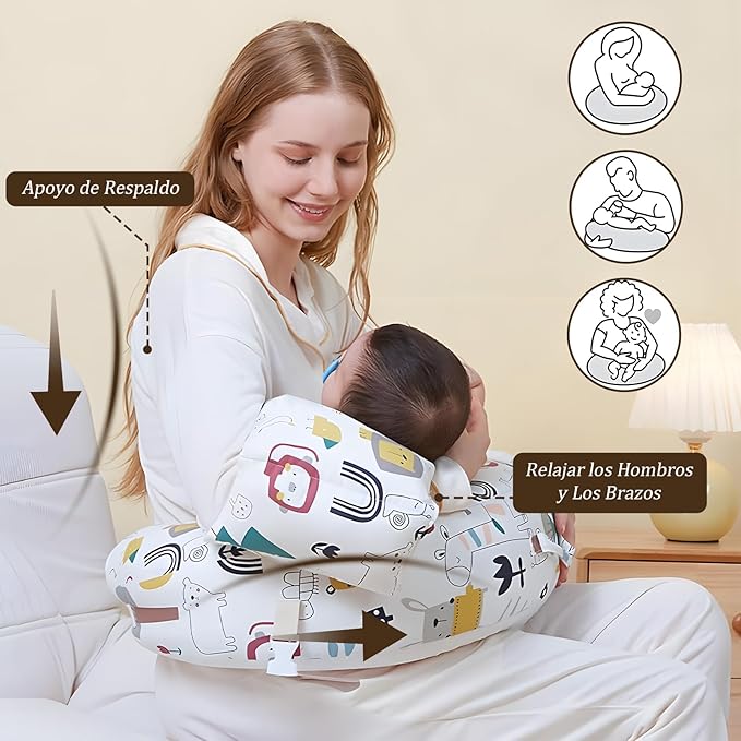 Almohada de Lactancia y anti reflujo para bebés de 0 a 9 meses - Mide 60x60cms