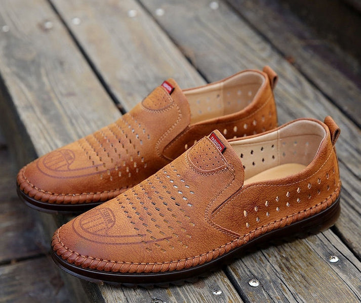 Mocasines en cuero genuino para hombre - Son cosidos y con suela antideslizante🎁HOY 50% DCTO