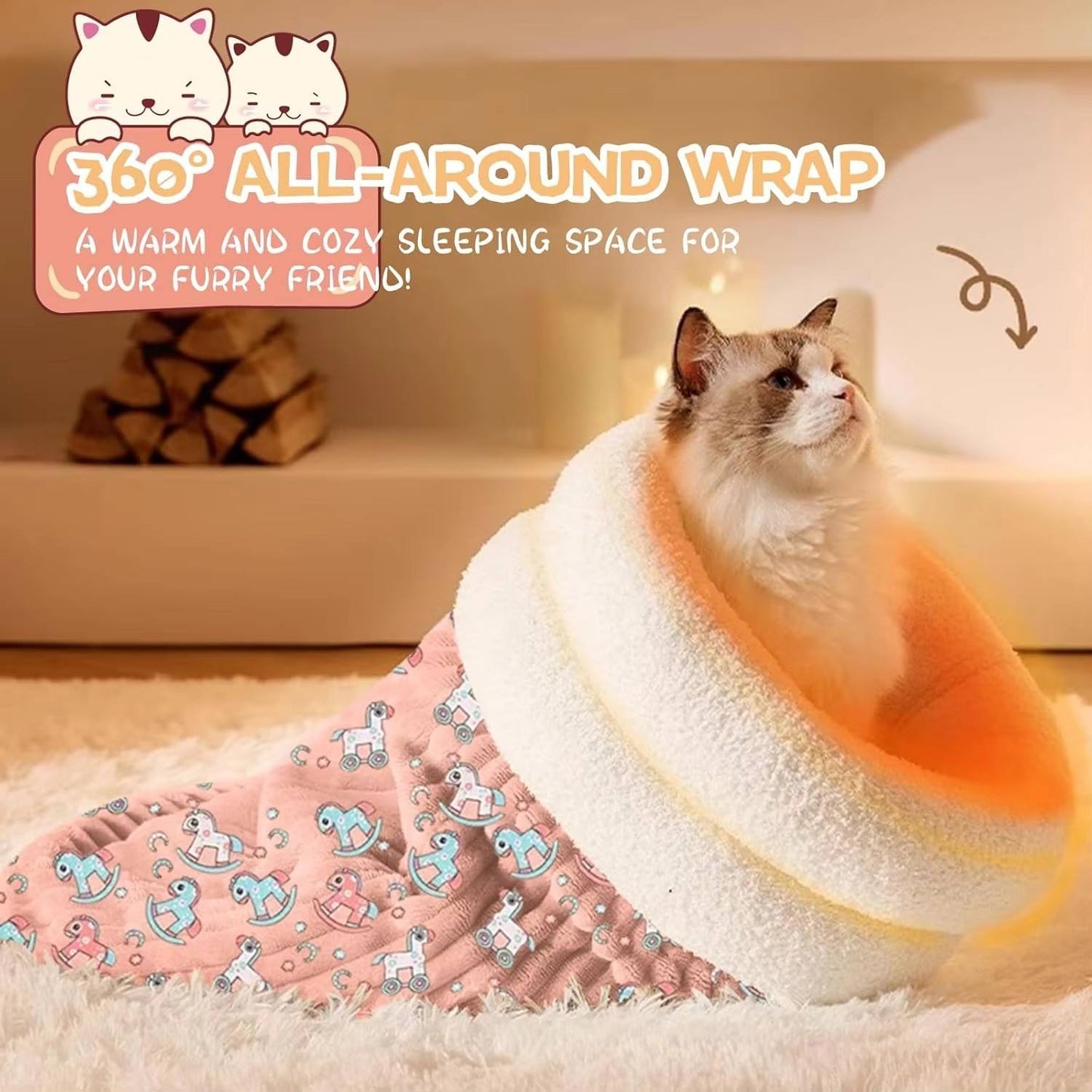 Cama en forma de saquito acolchado para gatos - Mide 55cms de largo x 45cms de ancho