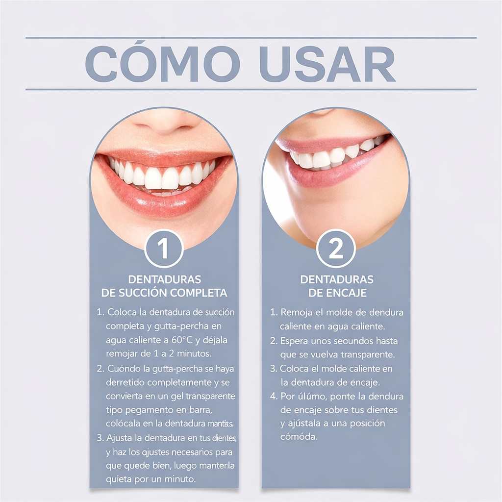 Prótesis dental realista en silicona quirúrgica (INCLUYE parte superior e inferior) - La puedes adaptar a tu dentadura
