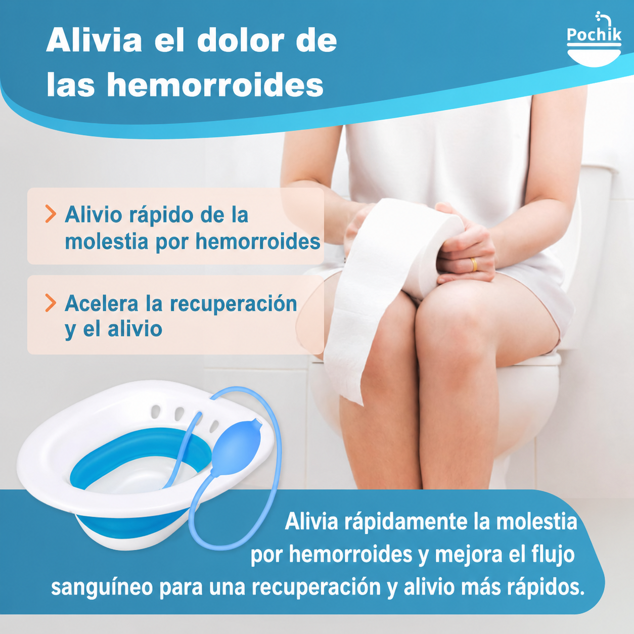 Baño perineal plegable con bomba de alivio para las hemorroides - Alivia el dolor y la inflamación