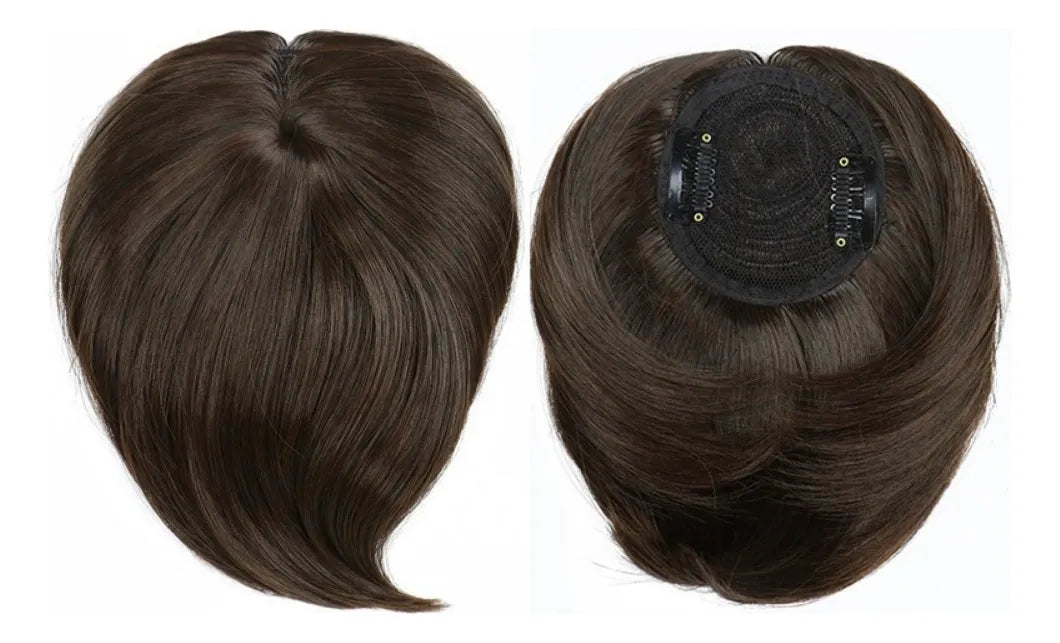 Prótesis de cabello base con flequillo para ocultar la calvicie - Lo puedes tinturar, rizar o alisar✨HOY 50% DCTO