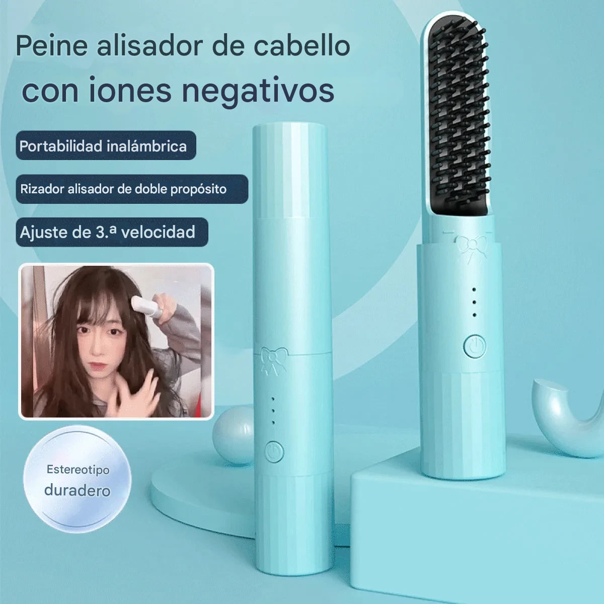 Mini Cepillo Alisador Recargable - Alisa rápidamente tu cabello✨ HOY 30% DCTO