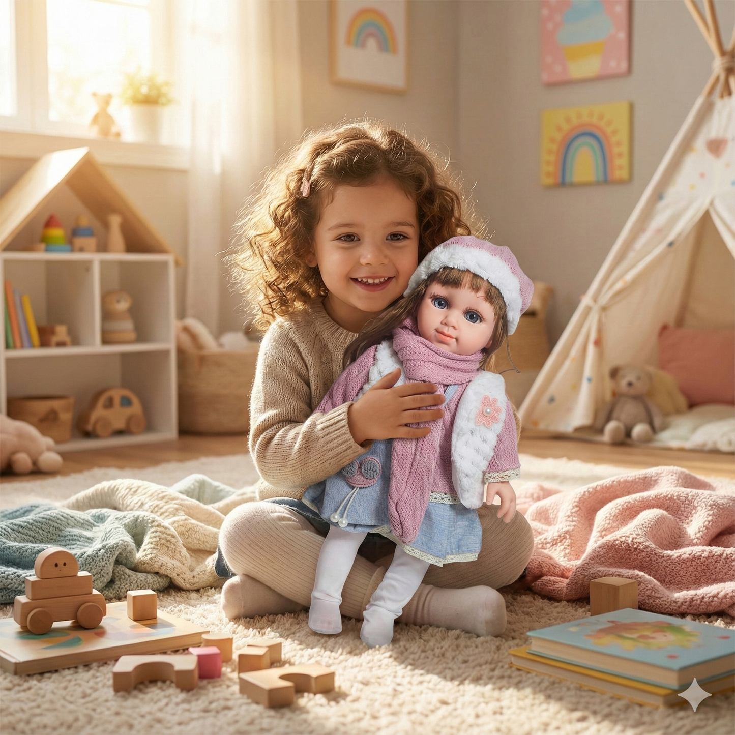 Muñeca Reborn realista Edición Invierno con bolsito de juguete - Mide 38 cm x 20 cm