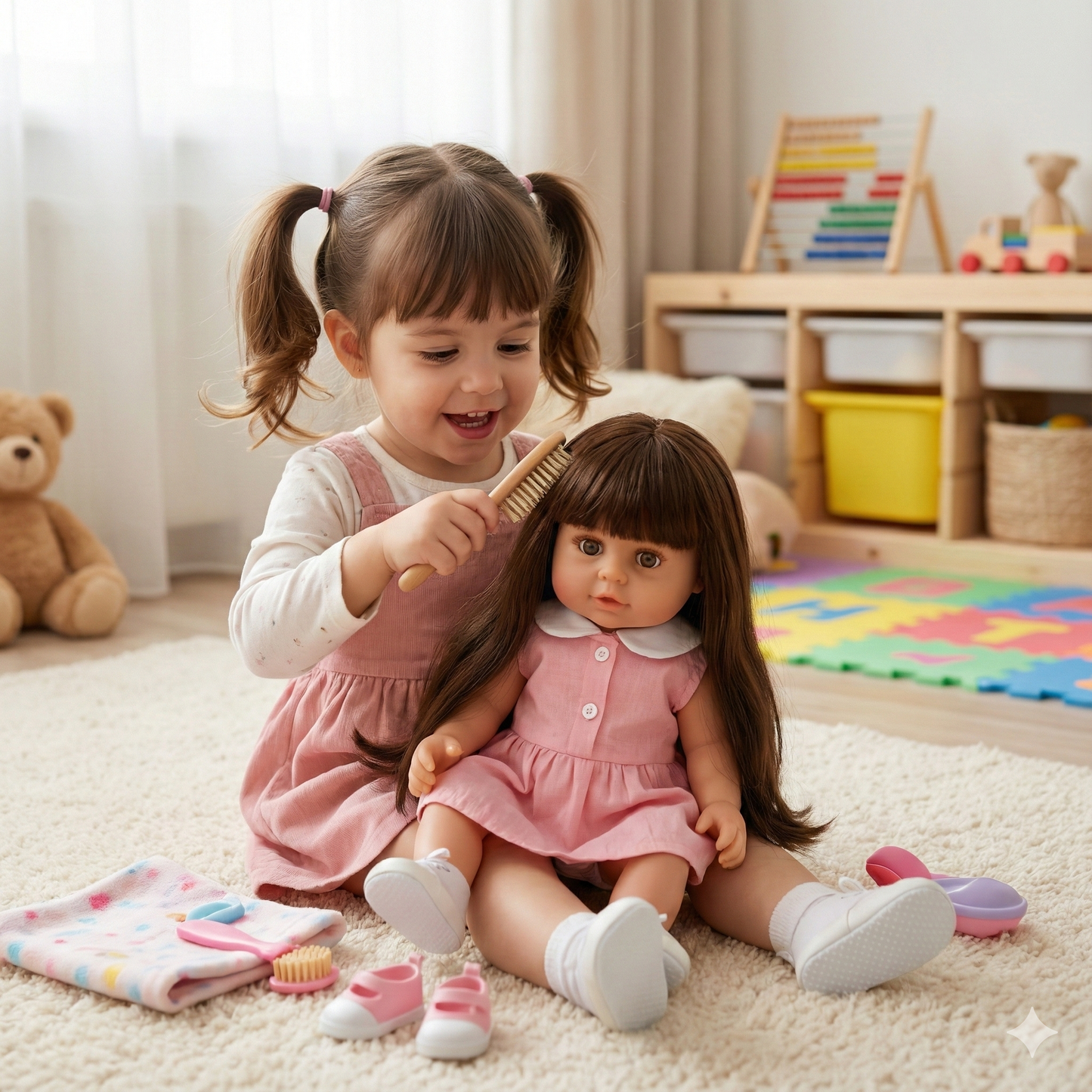 Muñeca Reborn de cabello largo implantado a mano - Tiene sonidos, mide 55cms y pesa 1200g