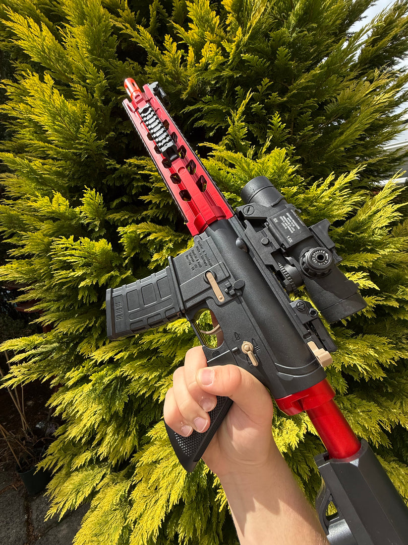 Rifle Lanzador de Hidrogel M416 con linterna y alcance de 15m- INCLUYE municiones, silenciador, batería y ACCESORIOS 🎁HOY 30%DCTO