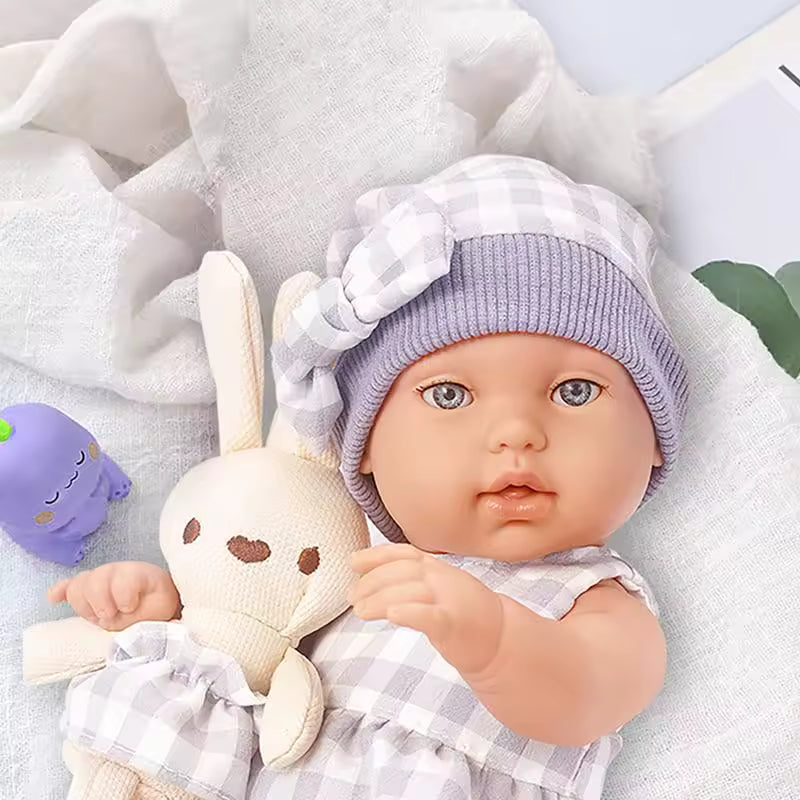 Muñeca Reborn realista con cuna - Mide 37cm x 20cm🎁GRATIS peluche de felpa