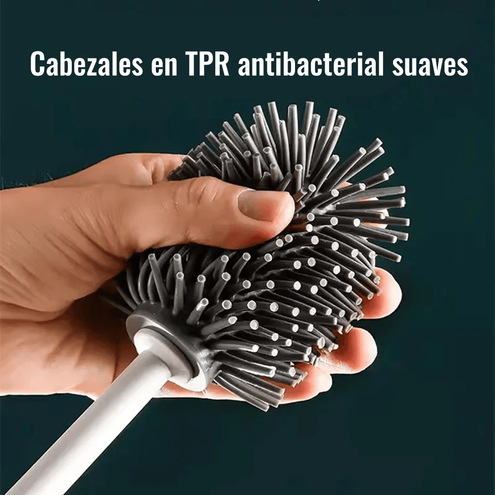 Cepillo para el inodoro con soporte adhesivo para pared  - No acumula bacterias y evita malos olores