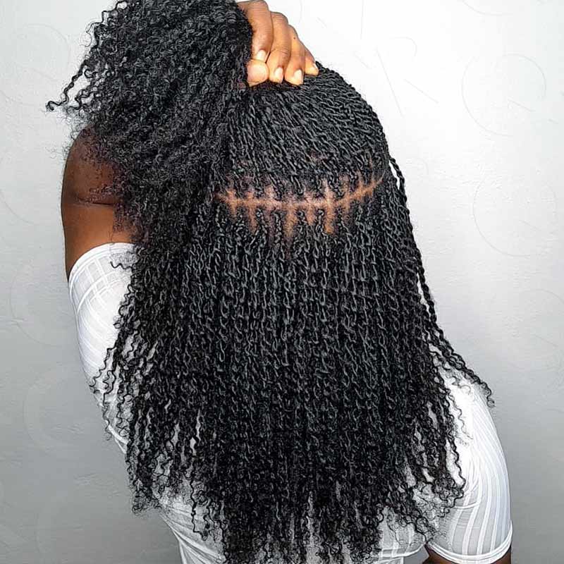 Extensiones de cabello afro rizado color NEGRO natural - Miden 65cms para trenzar diseños afro o rastas✨HOY 30% DCTO
