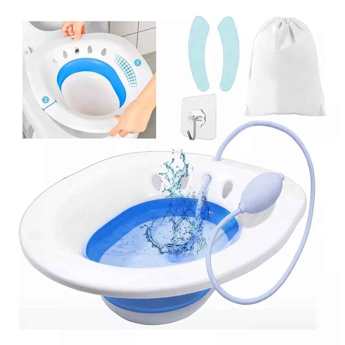 Baño perineal plegable con bomba de alivio para las hemorroides - Alivia el dolor y la inflamación